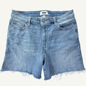 PAIGE Sarah Longline Blue Denim Shorts Size 30 Mid Rise